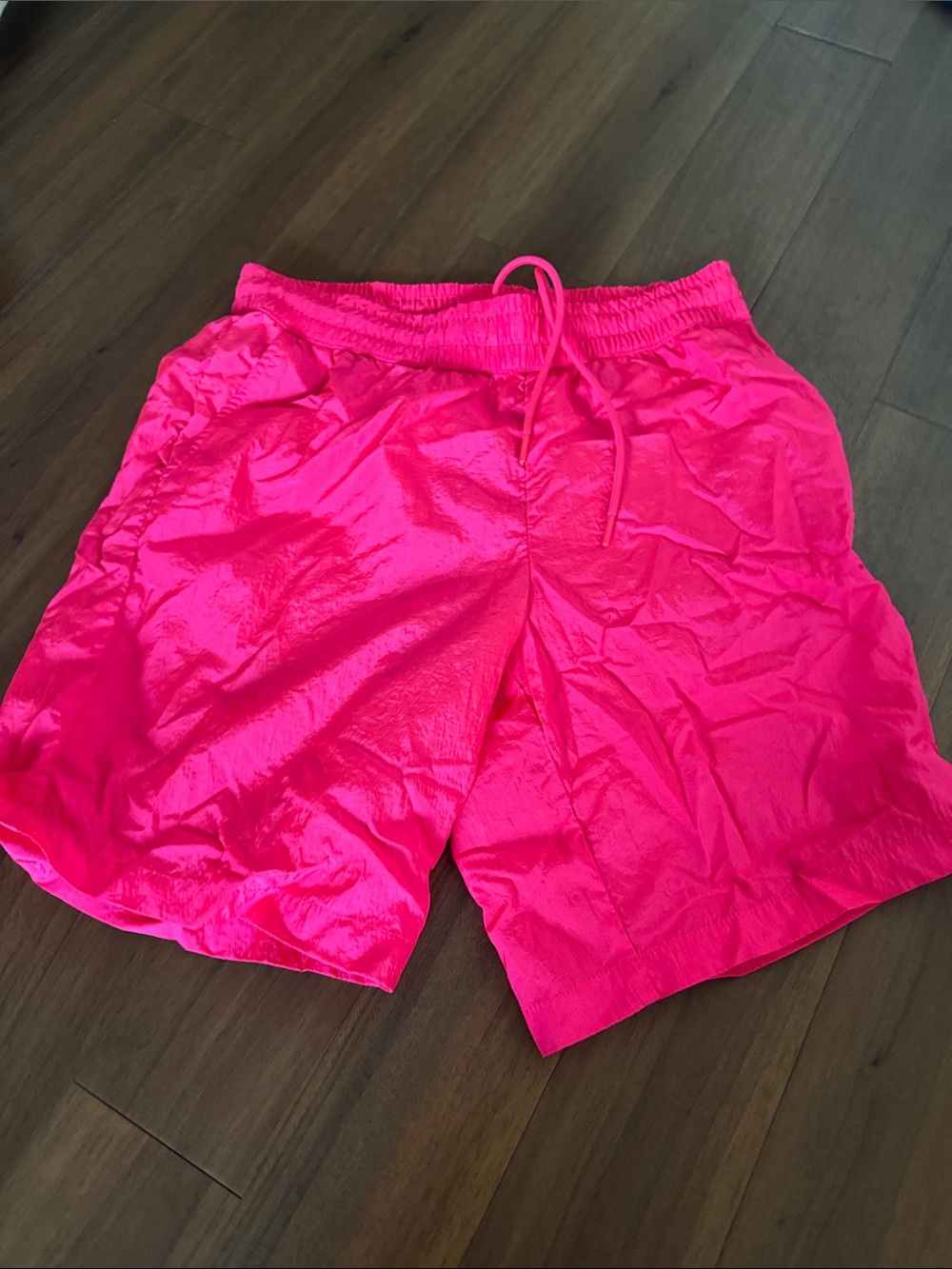 Neon Pink Elastic-Waist Women’s Bermuda Shorts